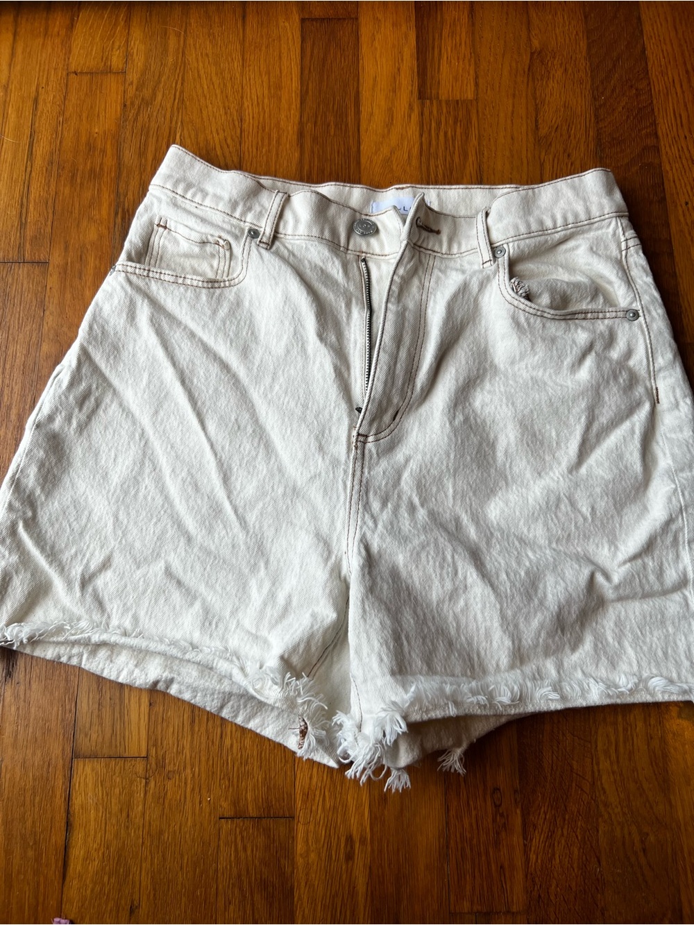 Off-White High-Waist Frayed Hem Women’s Denim Shorts